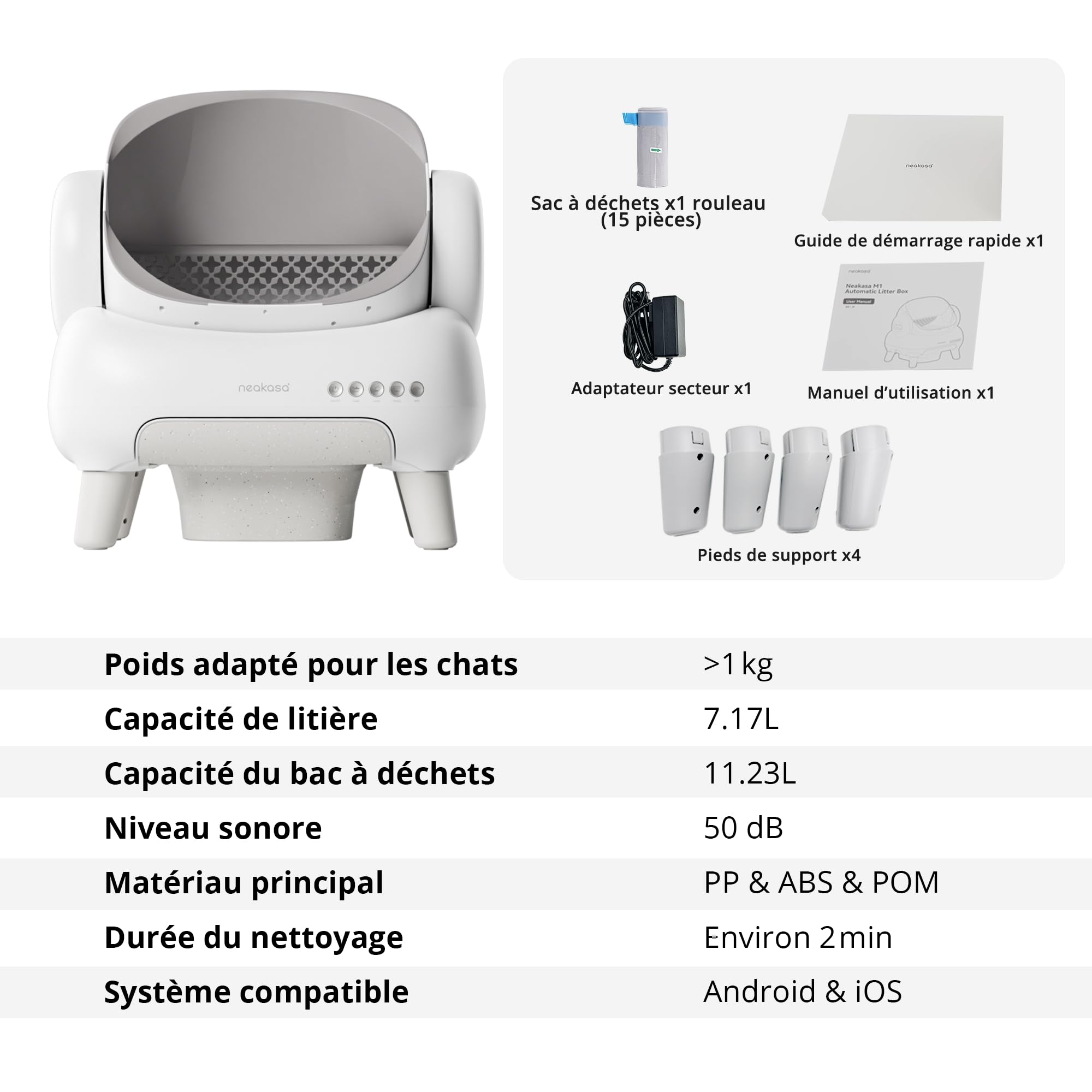 Neakasa M1 Plus Lite - Litière automatique pour chats à ouverture supérieure