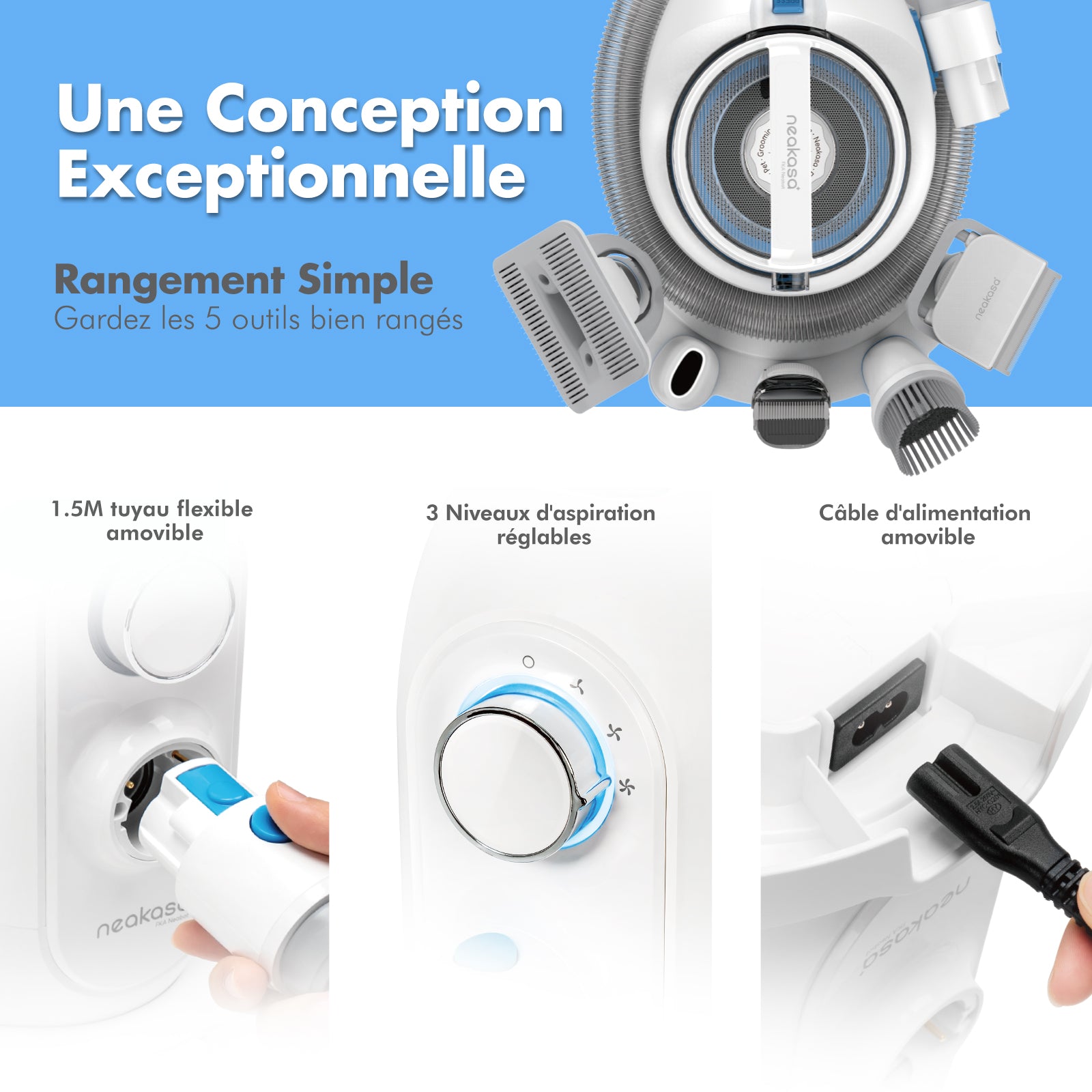 Neakasa P2 Pro - Kit de toilettage avec aspirateur pour chiens et chats