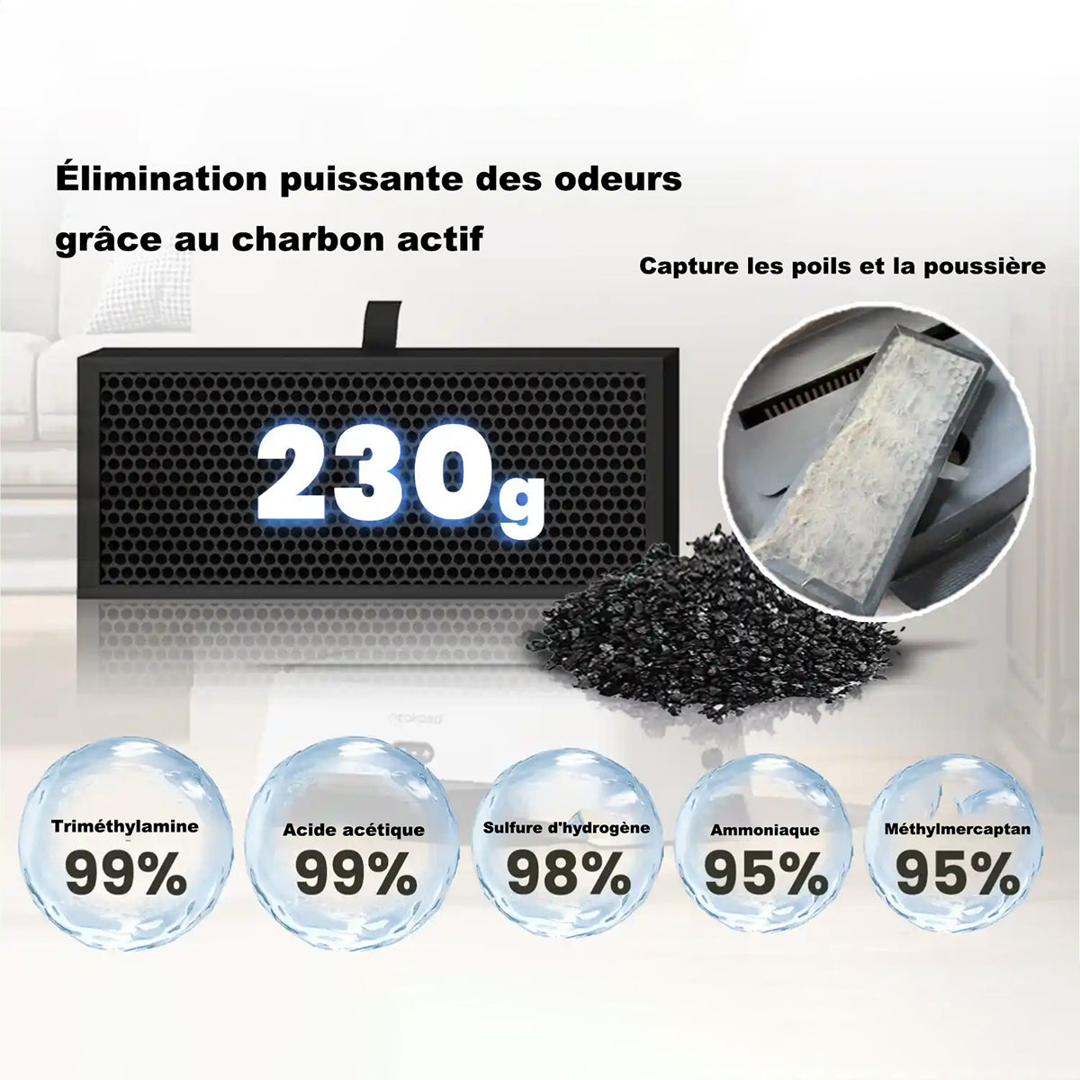 Filtre à charbon actif pour Neakasa AirStep - Neutralisation optimale des odeurs