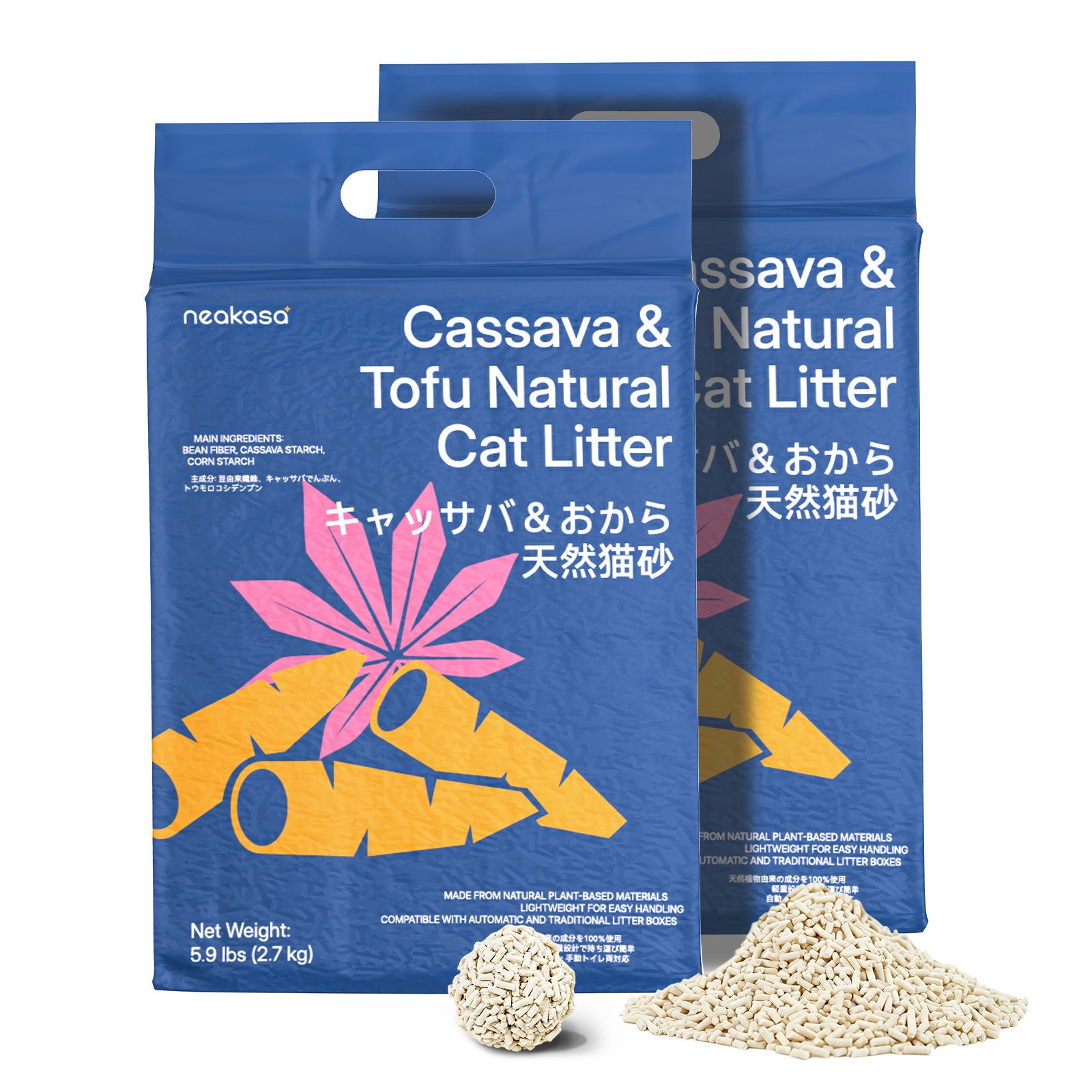 Neakasa Litière pour chats en manioc et tofu
